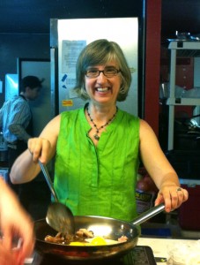 My friend, Alison, trying her hand at a Thai cooking class we took together.