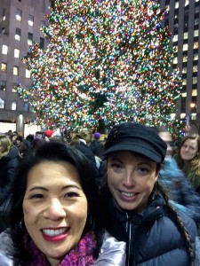 A selfie with my friend, Kristen, in front of NYC's iconic Christmas tree.